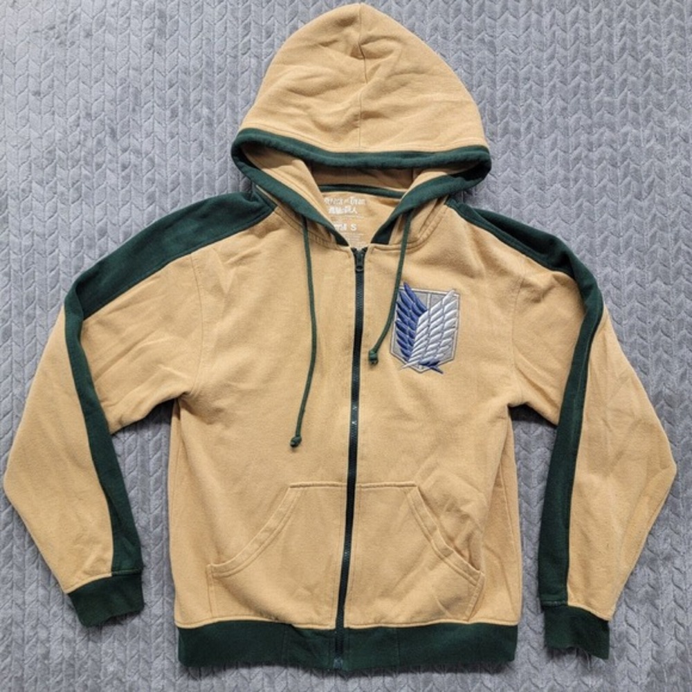 Attack On Titan Hoodie Ripple Junction Anime Scout Regiment Full Zip Small Green